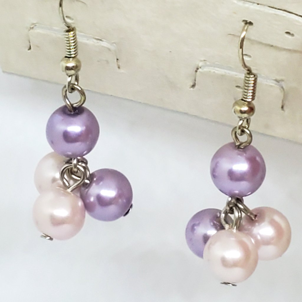 Eclipse Hint Of Pink And Hint Of Purple Four Pearl Dangle Earrings — image 2 of 8